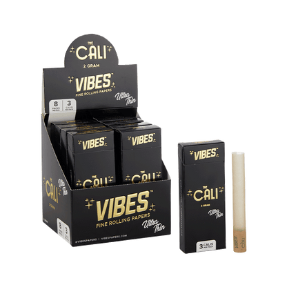 VIBES The Cali - 2 Gram Box Papers, Cones, and Wraps : Cones Vibes Rolling Papers Ultra Thin (Black) 24pk cali2g