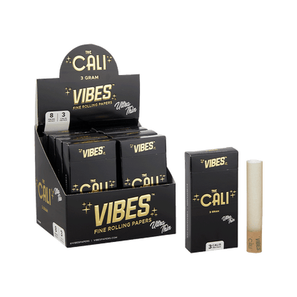 VIBES The Cali - 3 Gram Box Papers, Cones, and Wraps : Cones Vibes Rolling Papers Ultra Thin (Black) 24pk cali3g